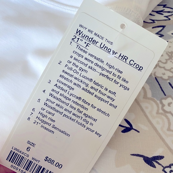 Lululemon Athletica NWT White Wunder Under HR 21” - Picture 9 of 10